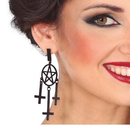 Halloween Oorbellen Kruis 8cm van Fiestas Guirca koop je bij Partywinkel