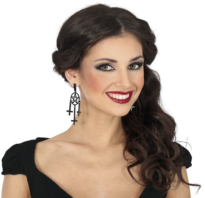 Halloween Oorbellen Kruis 8cm van Fiestas Guirca koop je bij Partywinkel