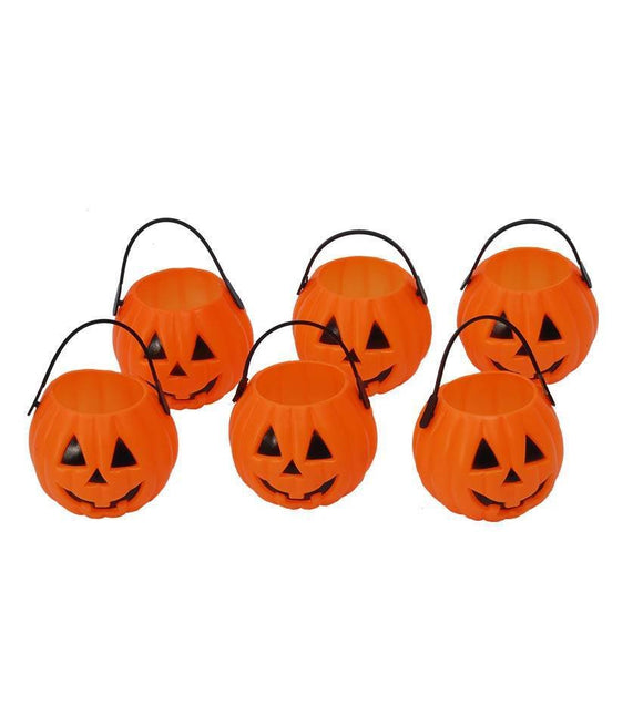 Halloween Pompoen Bakjes 7cm 6st van Fiestas Guirca koop je bij Partywinkel