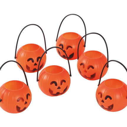 Halloween Pompoen Bakjes 7cm 6st van Fiestas Guirca koop je bij Partywinkel