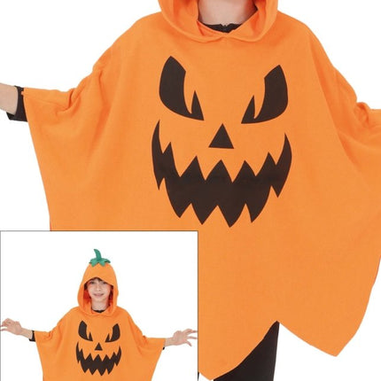 Halloween Poncho Kind Pompoen van Fiestas Guirca koop je bij Partywinkel