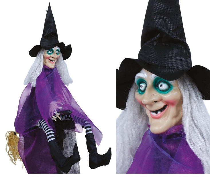 Halloween Pop Heks Met Licht En Geluid 90cm van Fiestas Guirca koop je bij Partywinkel