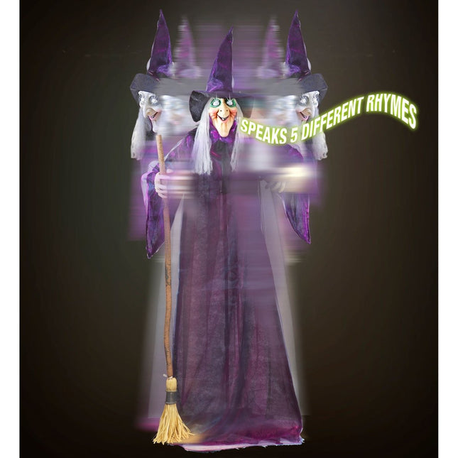 Halloween Pop Heks Met Licht, Geluid En Beweging 1,83m van Widmann koop je bij Partywinkel