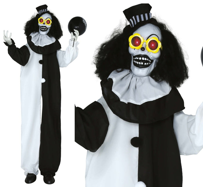 Halloween Pop Zwart Wit Clown Met Licht En Geluid 1,7m van Fiestas Guirca koop je bij Partywinkel