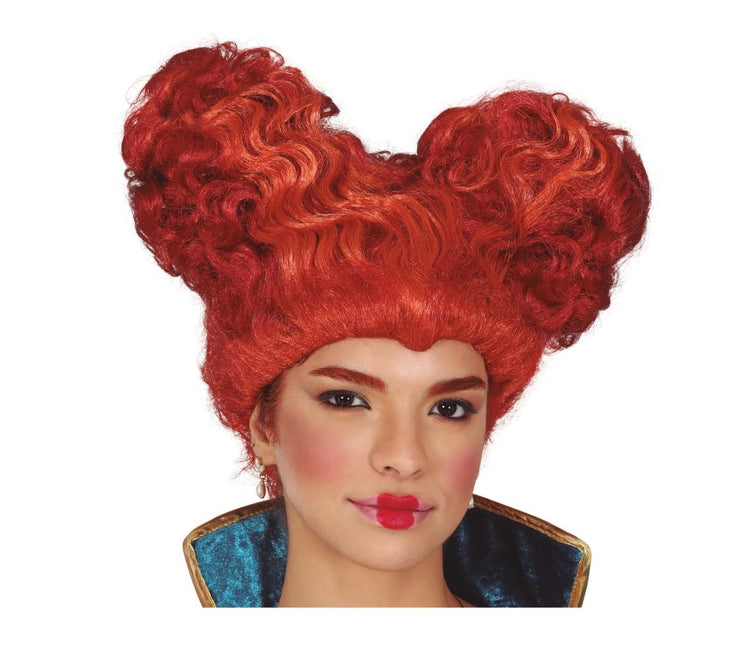 Halloween Pruik Bruin Hartvormige Middeleeuwse Krullen van Fiestas Guirca koop je bij Partywinkel