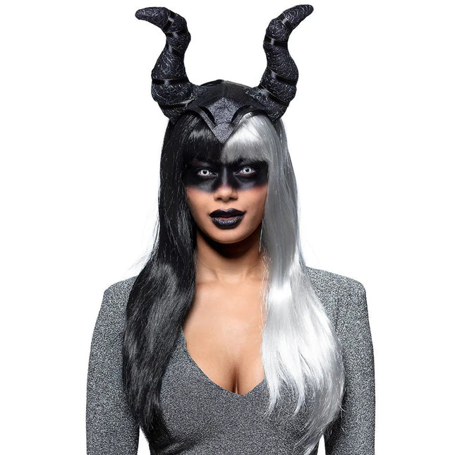 Halloween Pruik Grijs Zwart van Boland koop je bij Partywinkel