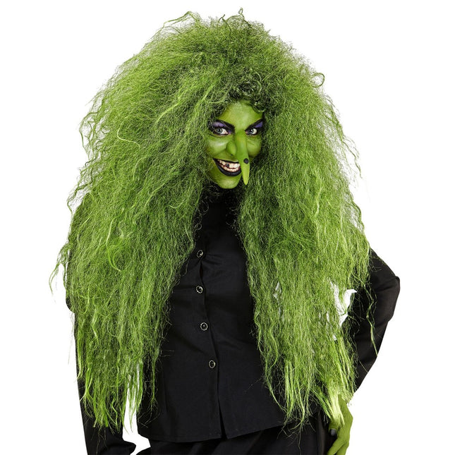 Halloween Pruik Groen Dames Heks van Widmann koop je bij Partywinkel