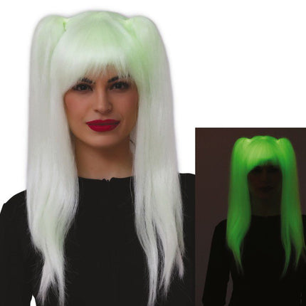 Halloween Pruik Staartjes Glow In The Dark van Fiestas Guirca koop je bij Partywinkel