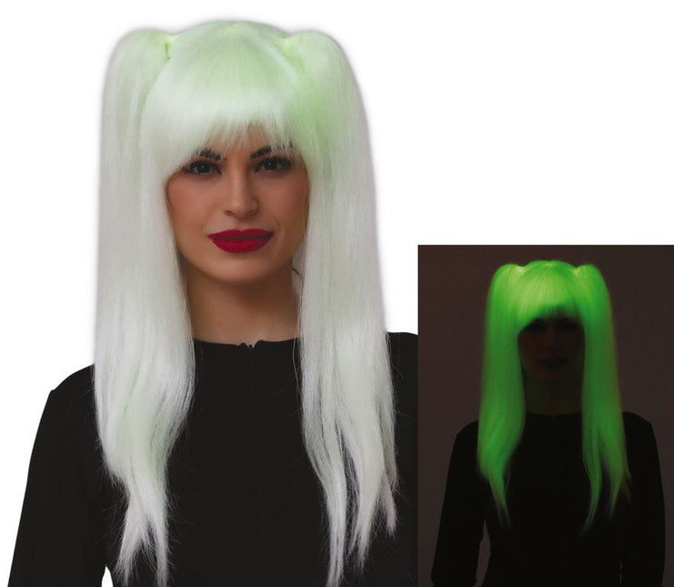 Halloween Pruik Staartjes Glow In The Dark van Fiestas Guirca koop je bij Partywinkel