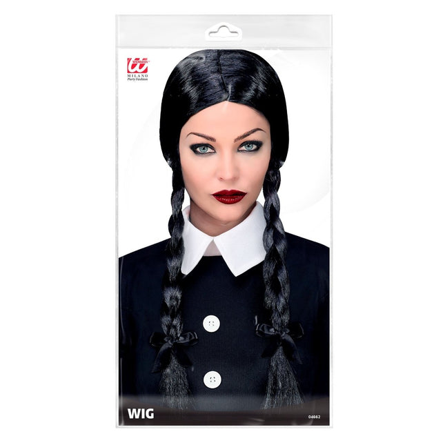 Halloween Pruik Zwart Vlechtjes Lang Haar van Widmann koop je bij Partywinkel