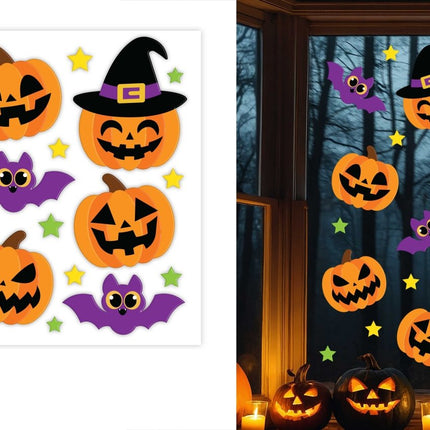 Halloween Raamdecoratie Pompoenen 50cm van Fiestas Guirca koop je bij Partywinkel