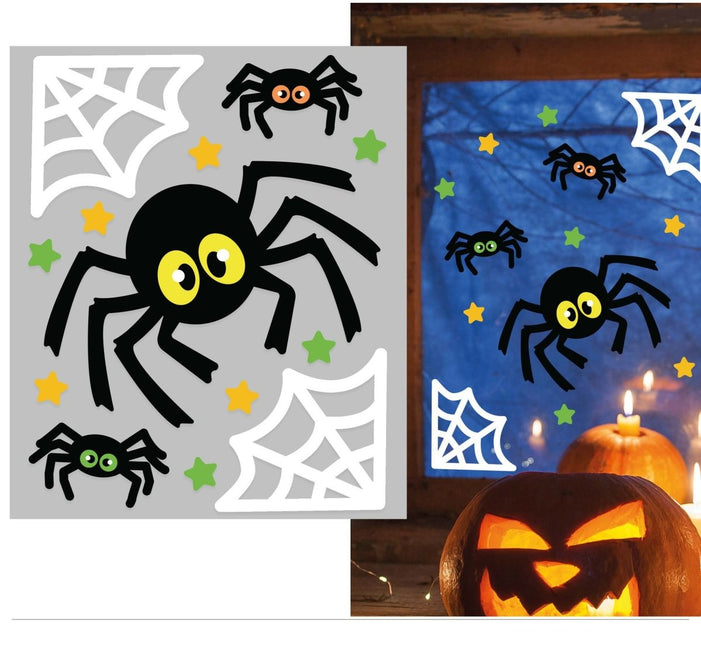 Halloween Raamsticker Spinnen En Spinnenweb 25cm van Fiestas Guirca koop je bij Partywinkel