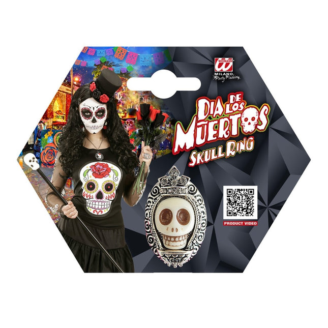 Halloween Ring Zilver Schedel van Widmann koop je bij Partywinkel