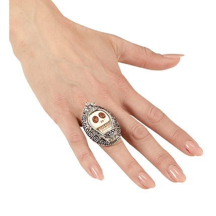 Halloween Ring Zilver Schedel van Widmann koop je bij Partywinkel