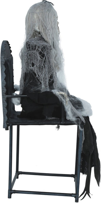 Halloween Skelet Op Stoel Met Licht, Geluid En Beweging 1,05m van Fiestas Guirca koop je bij Partywinkel