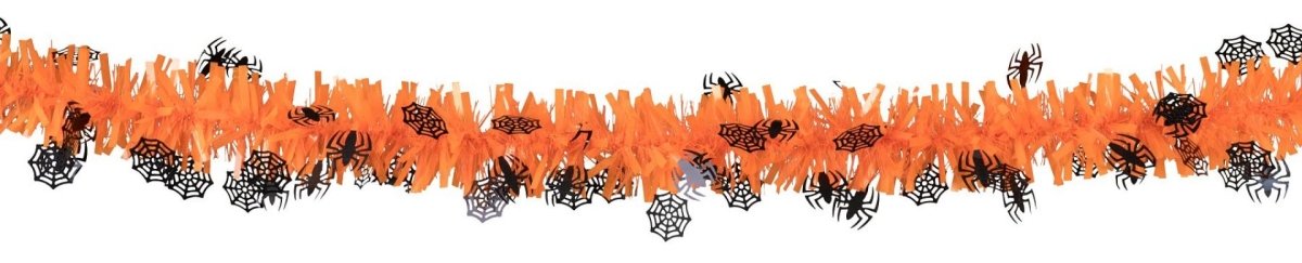 Halloween Slinger Oranje Met Spinnen 2m van Orlob koop je bij Partywinkel