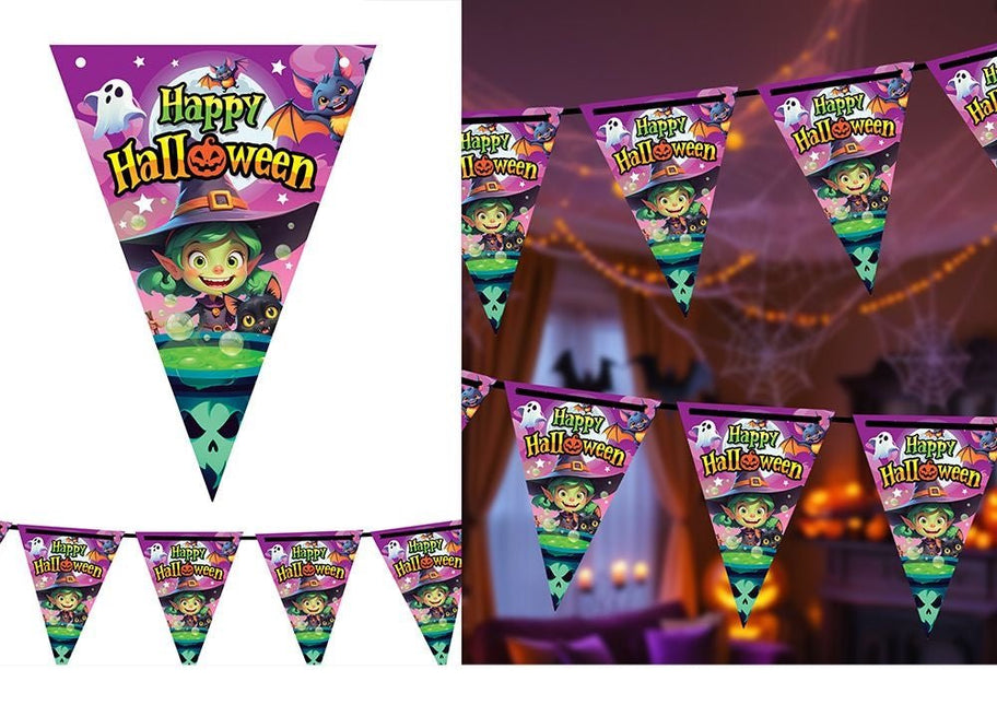 Halloween Slinger Paars Happy Halloween 3m van Fiestas Guirca koop je bij Partywinkel