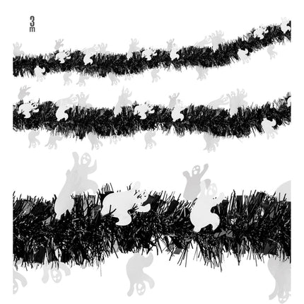 Halloween Slinger Zwart Wit Spook 3m van Widmann koop je bij Partywinkel