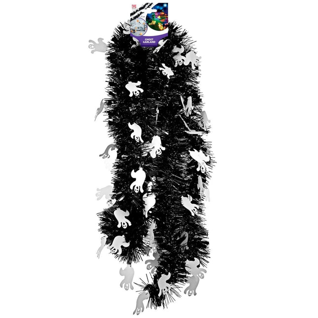 Halloween Slinger Zwart Wit Spook 3m van Widmann koop je bij Partywinkel