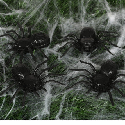 Halloween Spinnen Set 10cm 4 delig van Fiestas Guirca koop je bij Partywinkel