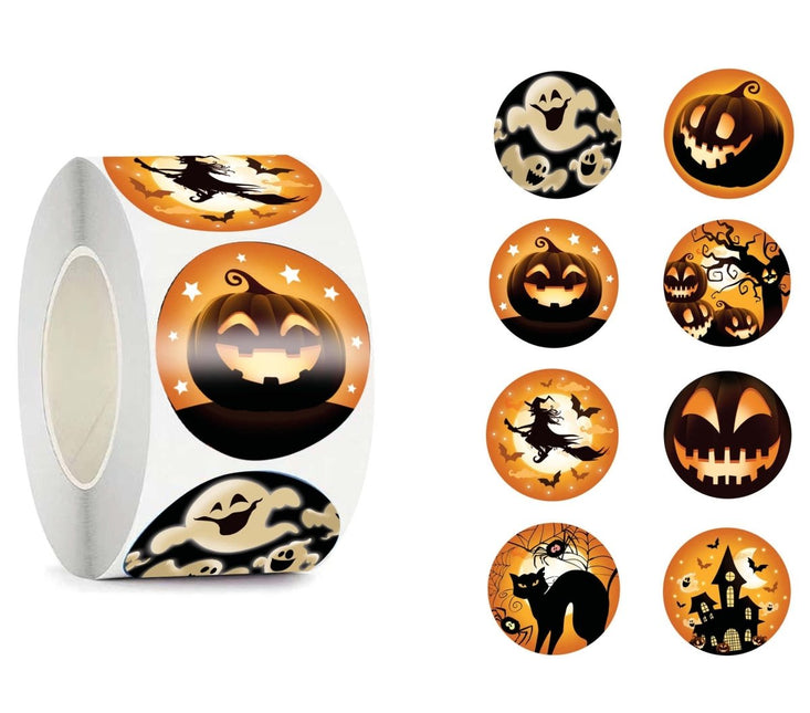 Halloween Stickers Zwart Oranje 200st van Fiestas Guirca koop je bij Partywinkel