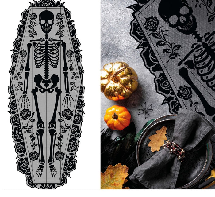 Halloween Tafelloper Skelet 1,83m van Fiestas Guirca koop je bij Partywinkel