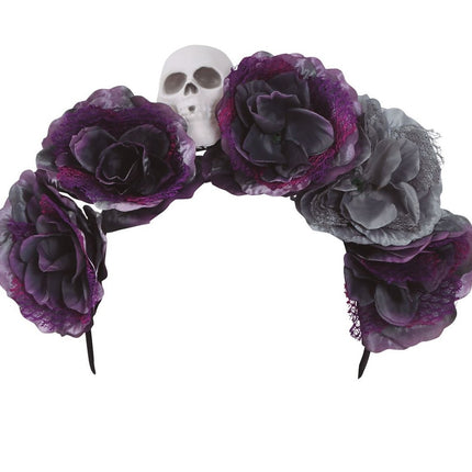 Halloween Tiara Bloemen Grijs van Fiestas Guirca koop je bij Partywinkel