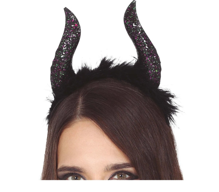 Halloween Tiara Glitter Hoorns van Fiestas Guirca koop je bij Partywinkel
