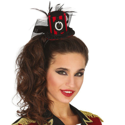 Halloween Tiara Minihoed Zwart Rood van Fiestas Guirca koop je bij Partywinkel