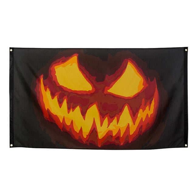 Halloween Vlag Creepy Pumpkin 90x150cm van Boland koop je bij Partywinkel