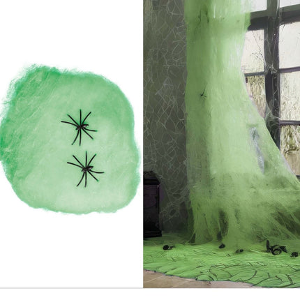 Halloween Wanddecoratie Groen Spinnenweb 100gr van Fiestas Guirca koop je bij Partywinkel