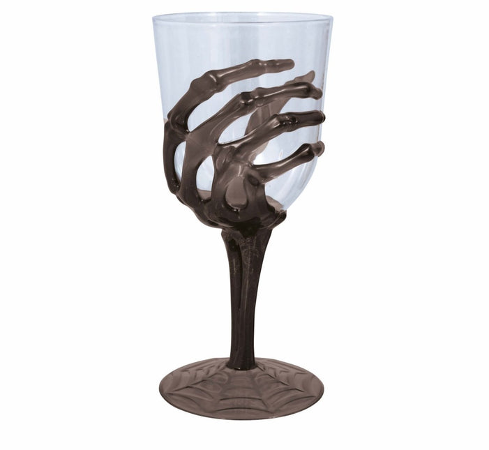 Halloween Wijnglas Skelet Hand 18,5cm van Fiestas Guirca koop je bij Partywinkel