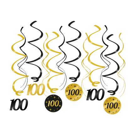 Hangdecoratie 100 Jaar 14cm 12st van Paper Dreams koop je bij Partywinkel