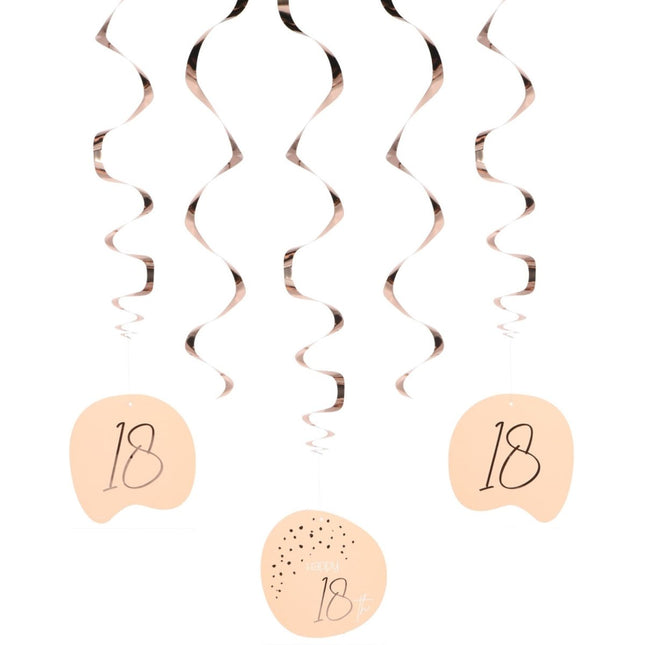 Hangdecoratie 18 Jaar Rose Goud 75cm 5st van Folat koop je bij Partywinkel