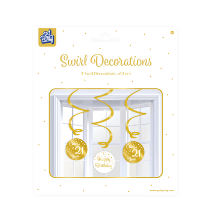 Hangdecoratie 21 Jaar Happy Birthday 17cm 3st van Paper Dreams koop je bij Partywinkel