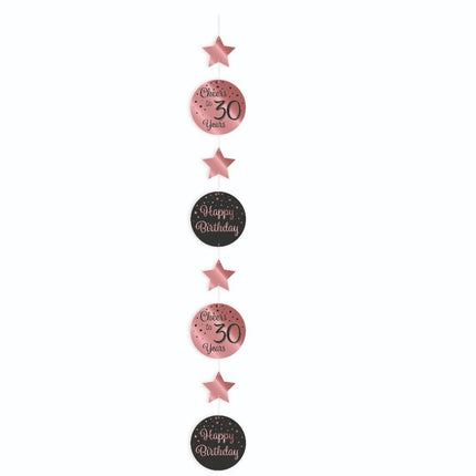 Hangdecoratie 30 Jaar Roze Zwart 20,5cm van Paper Dreams koop je bij Partywinkel