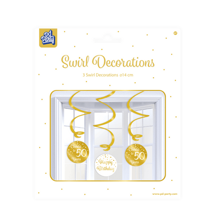 Hangdecoratie 50 Jaar Happy Birthday 17cm 3st van Paper Dreams koop je bij Partywinkel