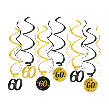 Hangdecoratie 60 Jaar 14cm 12st van Paper Dreams koop je bij Partywinkel