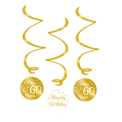 Hangdecoratie 60 Jaar Happy Birthday 17cm 3st van Paper Dreams koop je bij Partywinkel