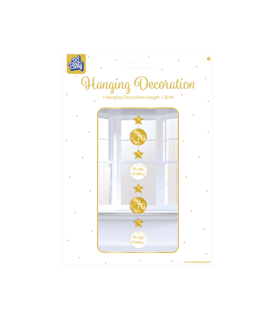 Hangdecoratie 70 Jaar Goud Wit 20,5cm van Paper Dreams koop je bij Partywinkel