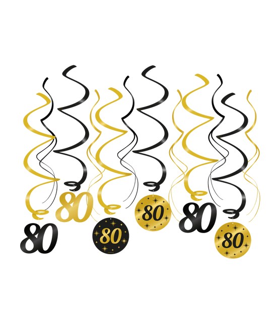 Hangdecoratie 80 Jaar 14cm 12st van Paper Dreams koop je bij Partywinkel