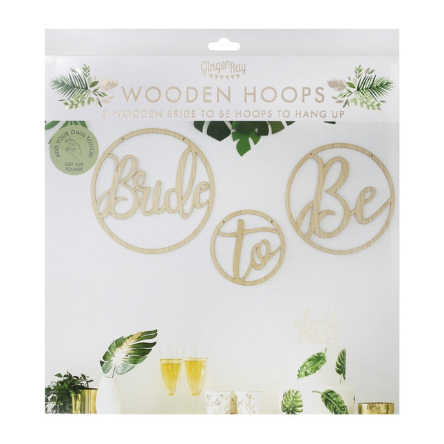 Hangdecoratie Bride To Be Hoepels Hout 3st van Ginger Ray koop je bij Partywinkel