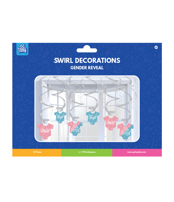 Hangdecoratie Gender Reveal 14cm 12st van Paper Dreams koop je bij Partywinkel