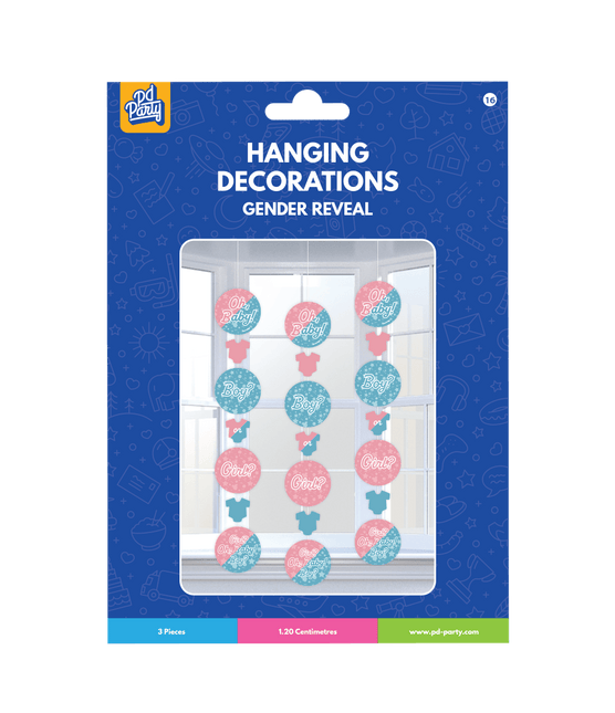 Hangdecoratie Gender Reveal 14cm 3st van Paper Dreams koop je bij Partywinkel