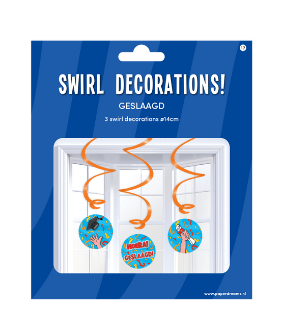 Hangdecoratie Geslaagd 14cm 3st van Paper Dreams koop je bij Partywinkel