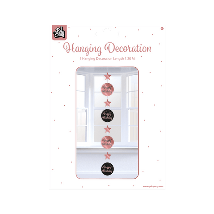 Hangdecoratie Happy Birthday Roze Zwart 20,5cm van Paper Dreams koop je bij Partywinkel