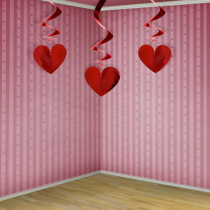 Hangdecoratie Hartjes Rood 60cm 3st van Partydeco koop je bij Partywinkel