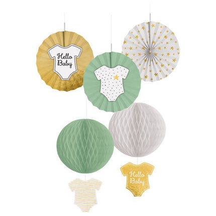 Hangdecoratie Hello Baby 5 delig van Riethmueller koop je bij Partywinkel
