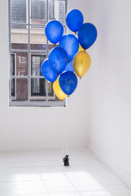 Happy Birthday Ballonnen Blauw 30cm 12st van Folat koop je bij Partywinkel