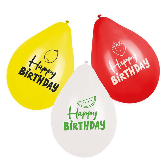 Happy Birthday Ballonnen Fruit Dubbelzijdig 25cm 6st van Boland koop je bij Partywinkel